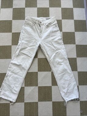 AllSaints White Straight Leg Jeans - Raw Hem